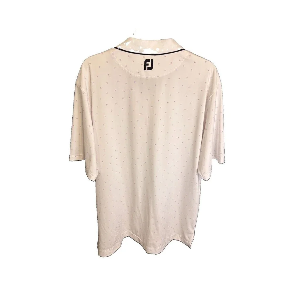 Footjoy Golf Shirt Men Extra Large White All Over Print Performance Polo Stretch